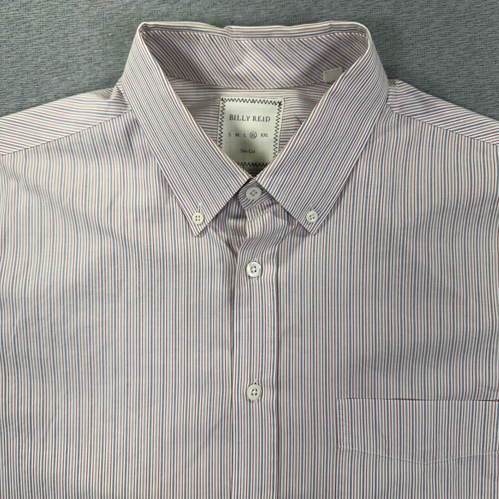 Billy Reid Button Down Shirt Mens XL Slim Cut Striped Made in Italy Multicolor